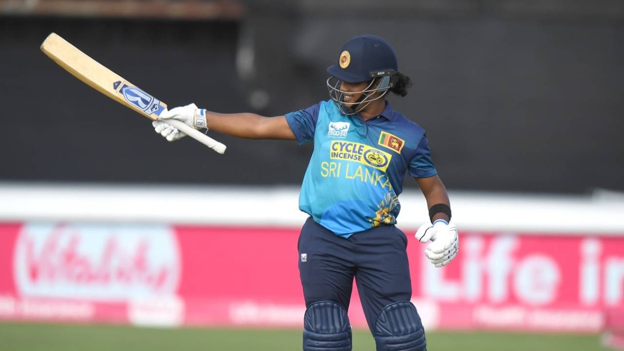 Chamari Athapaththu bossed the chase by smashing her career-best 195 not out&nbsp;&nbsp;&bull;&nbsp;&nbsp;Getty Images